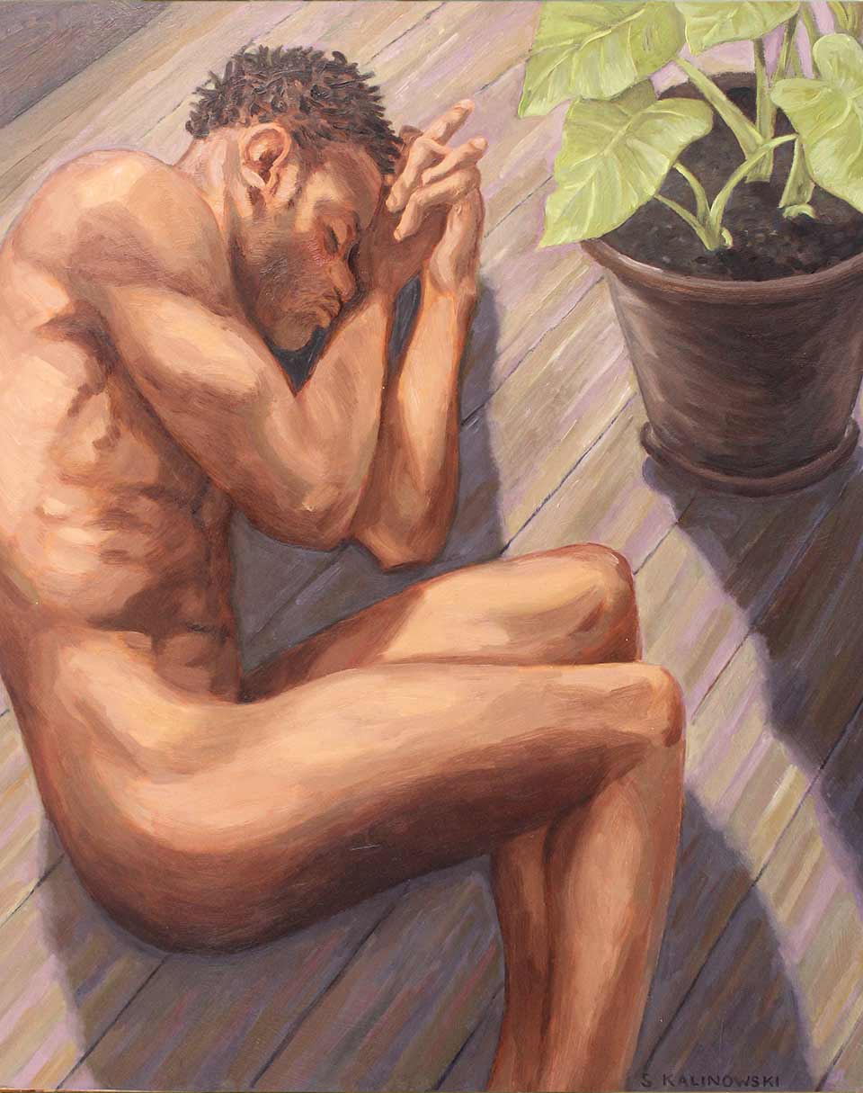 Peinture à l'huile Serge Kalinowski nue intégral homme